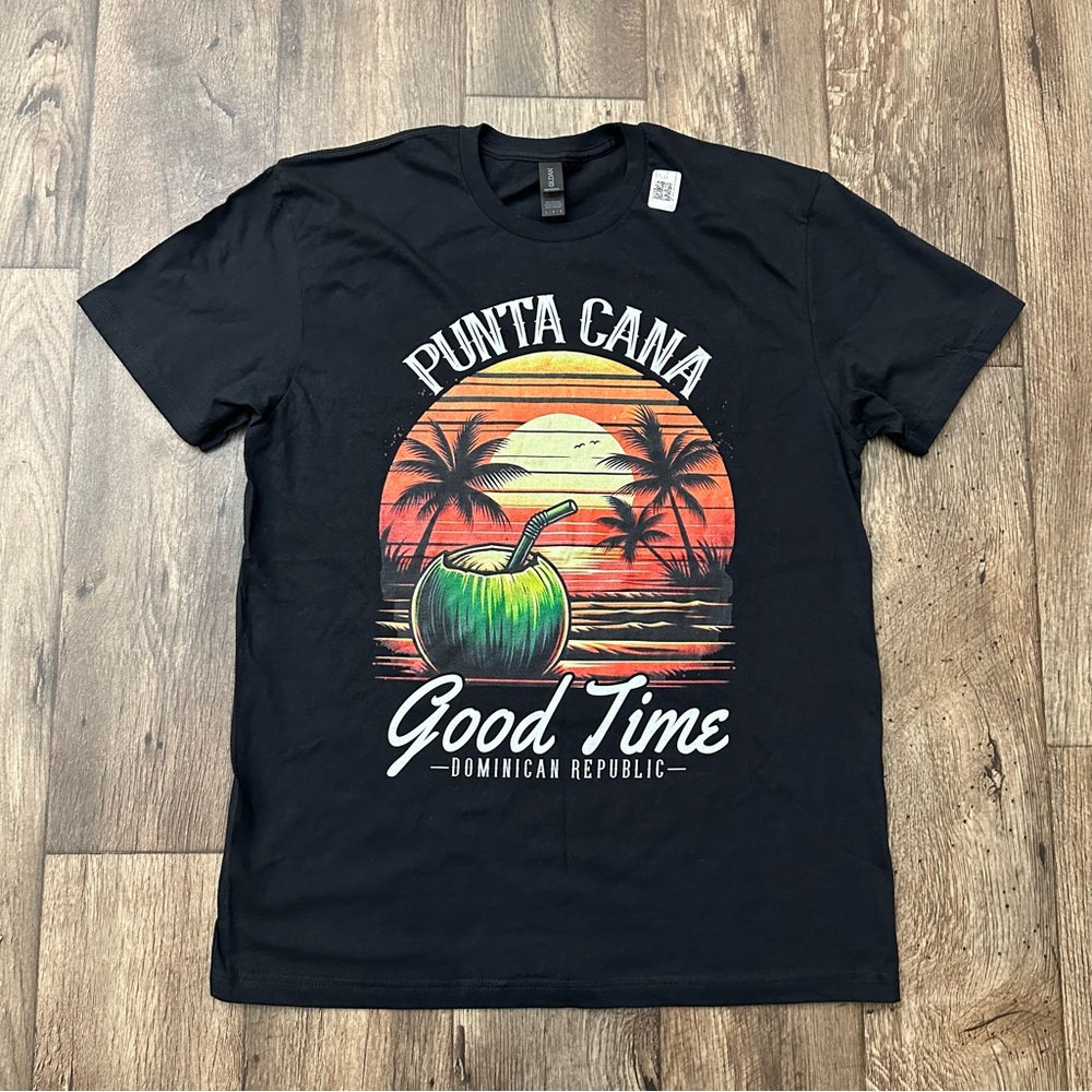 Punta Cana Good Time Dominican Republic 100% cotton T-shirt Size L Black